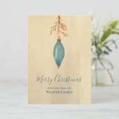 Moderne handgeschilderde Waterverf turquoise kerst Feestdagenkaart (Staand voorkant)