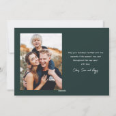 Moderne handgeschreven 2 foto feestdagenkaart (Achterkant)