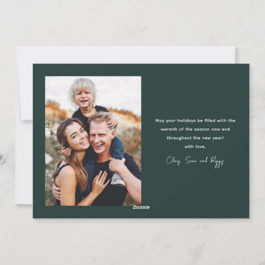 Moderne handgeschreven 2 foto feestdagenkaart (Achterkant)