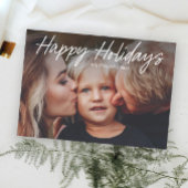 Moderne handgeschreven 2 foto feestdagenkaart