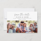 Moderne handgeschreven 3 fotobruiloft save the date (Voorkant)