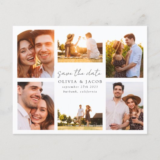 Moderne handgeschreven 6 fotobruiloft bewaart de d (Voorkant)