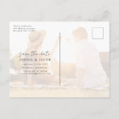 Moderne handgeschreven 6 fotobruiloft bewaart de d aankondigingskaart (Achterkant)