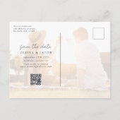 Moderne handgeschreven 6 fotobruiloft bewaart de d aankondigingskaart (Achterkant)