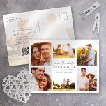 Moderne handgeschreven 6 fotobruiloft bewaart de d aankondigingskaart<br><div class="desc">Nodig vrienden en familie uit om de datum voor je bruiloft te bewaren met deze moderne fotokaart</div>