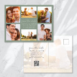 Moderne handgeschreven 6 fotobruiloft bewaart de d aankondigingskaart<br><div class="desc">Nodig vrienden en familie uit om de datum voor je bruiloft te bewaren met deze moderne fotokaart</div>