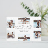 Moderne handgeschreven 6 fotobruiloft save the date (Staand voorkant)