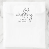 Moderne handgeschreven aangepaste bruiloft voor sc vierkante sticker (Tas)
