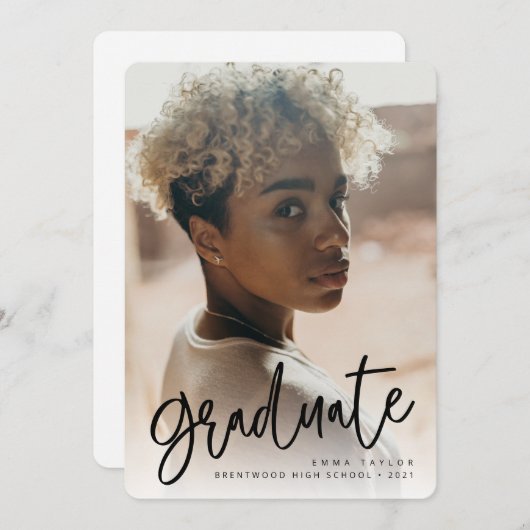 Moderne handgeschreven aankondiging van het Afstud (Voorkant / Achterkant)