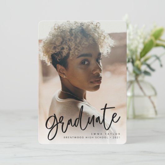 Moderne handgeschreven aankondiging van het Afstud (Staand voorkant)