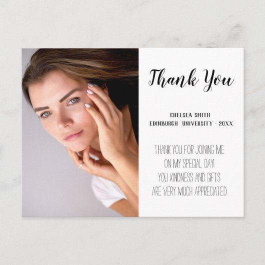 Moderne handgeschreven afstudeer dankjewel kaart (Voorkant)