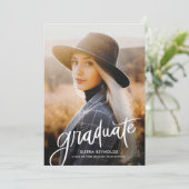 Moderne handgeschreven afstudeer script foto kaart (Staand voorkant)