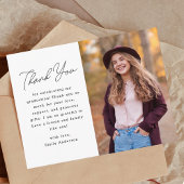 Moderne handgeschreven afstudeerfoto bedankje briefkaart