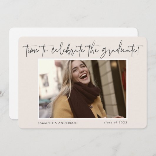 Moderne handgeschreven Afstuderen van de Foto 2022 Kaart (Voorkant / Achterkant)