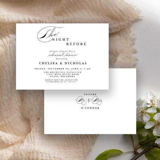 Moderne handgeschreven avond voor de repetitie din kaart