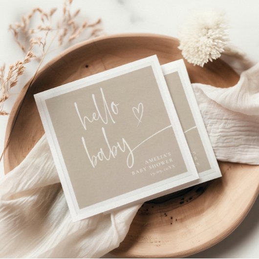 Moderne handgeschreven baby shower servet