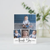 Moderne handgeschreven bedank collage met foto's briefkaart (Staand voorkant)