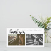 Moderne handgeschreven bedankkaart afgestudeerde f (Staand voorkant)