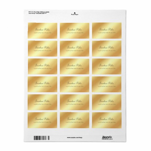 Moderne handgeschreven beheerscriptnaam Gold look Etiket (Full Sheet)