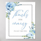 Moderne handgeschreven blauwe bedankt voor het vol poster (Voorkant)