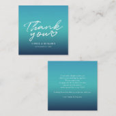 Moderne handgeschreven blauwe bruiloft dank u notitiekaartje (Voorkant / Achterkant)