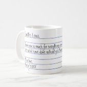 Moderne handgeschreven brief Dank u leraar Koffiemok (Voorkant links)