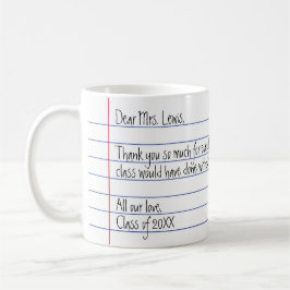 Moderne handgeschreven brief Dank u leraar Koffiemok