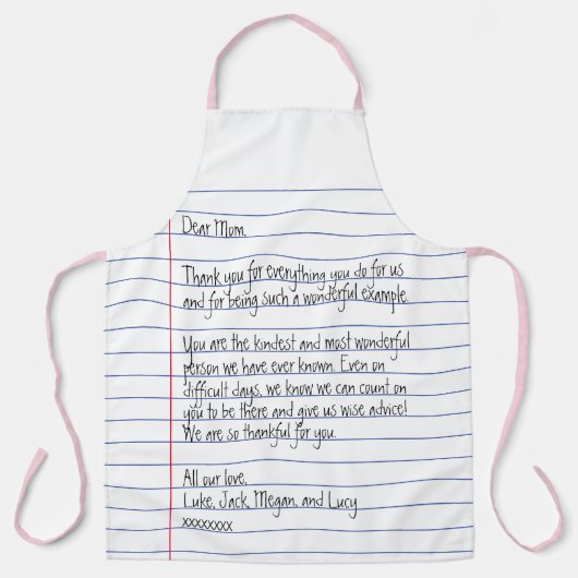 Moderne handgeschreven brief over gelinkt papier v schort (Voorkant)