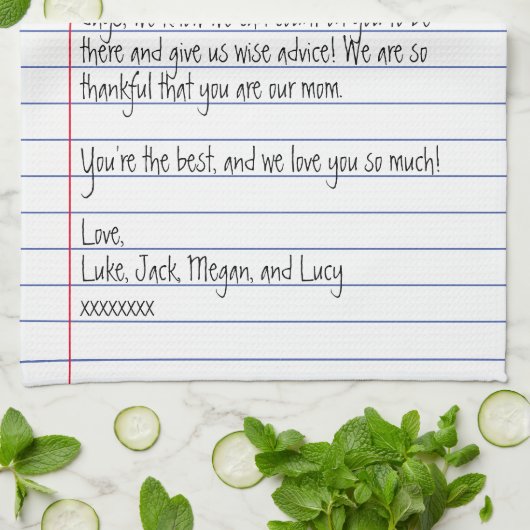 Moderne handgeschreven brief over gelinkt papier v theedoek (Gevouwen)