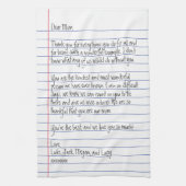 Moderne handgeschreven brief over gelinkt papier v theedoek (Verticaal)