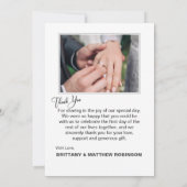 Moderne handgeschreven bruiloft 2 Foto Dank je Kaart (Achterkant)