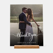 Moderne handgeschreven bruiloft Foto bedankt Acryl Bord (Voorkant)