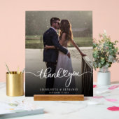 Moderne handgeschreven bruiloft Foto bedankt Acryl Bord (Huwelijk)