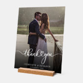 Moderne handgeschreven bruiloft Foto bedankt Acryl Bord (Hoek)