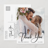Moderne handgeschreven bruiloft Foto bedankt Briefkaart (Voorkant / Achterkant)