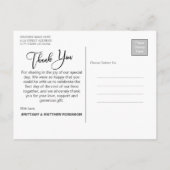 Moderne handgeschreven bruiloft Foto bedankt Briefkaart (Achterkant)