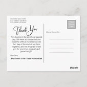 Moderne handgeschreven bruiloft Foto bedankt Briefkaart (Achterkant)