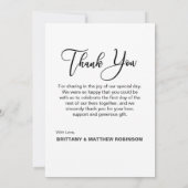 Moderne handgeschreven bruiloft Foto bedankt Kaart (Achterkant)