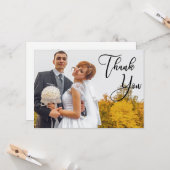 Moderne handgeschreven bruiloft Foto bedankt Kaart (Voorkant / Achterkant in situ)