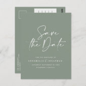 Moderne handgeschreven bruiloft groen briefkaart (Voorkant / Achterkant)