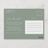 Moderne handgeschreven bruiloft groen briefkaart (Achterkant)
