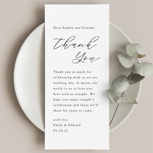 Moderne handgeschreven bruiloft plaatsinstelling b menu
