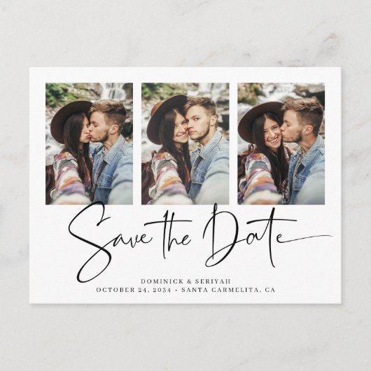 Moderne handgeschreven bruiloft sparen de Datum Briefkaart (Voorkant)