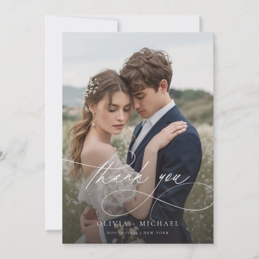 Moderne handgeschreven bruiloft voor script bedankkaart (Voorkant)