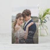 Moderne handgeschreven bruiloft voor script bedankkaart (Staand voorkant)