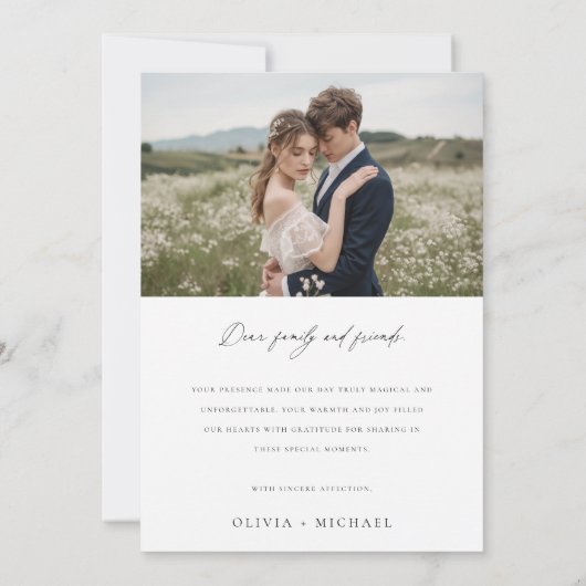 Moderne handgeschreven bruiloft voor script bedankkaart (Achterkant)