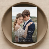 Moderne handgeschreven bruiloft voor script bedankkaart