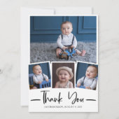 Moderne handgeschreven dank u fotocollage bedankkaart (Voorkant)
