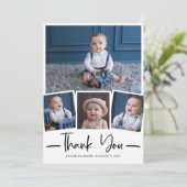 Moderne handgeschreven dank u fotocollage bedankkaart (Staand voorkant)