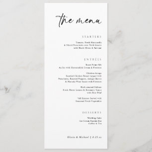 Moderne handgeschreven elegante huwelijksdiner menu